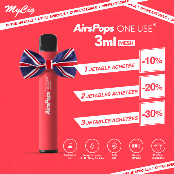 MyCig-Promotion Airspops one use jetables